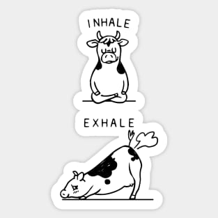 Inhale Exhale Cow Sticker